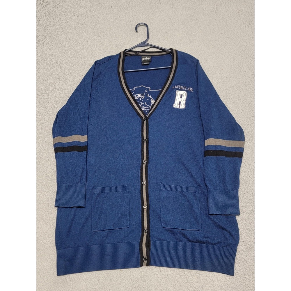 Harry Potter Ravenclaw‎ Varsity Cardigan Sweater Womens 2 Blue Button Up Pockets